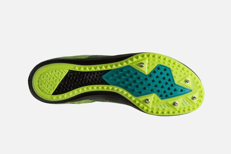 Brooks Mach 19 Spikes Loopschoenen Heren - Zwart/Groen - 459230TFQ